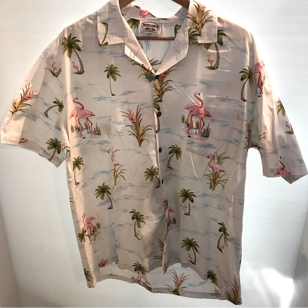 Pacific Legend Mens Hawaiian Shirt Small Flamingo Made Hawaii Floral Cotton XL